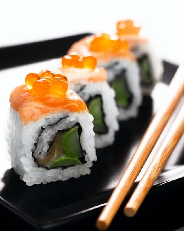 Orange Eggs in Sushi